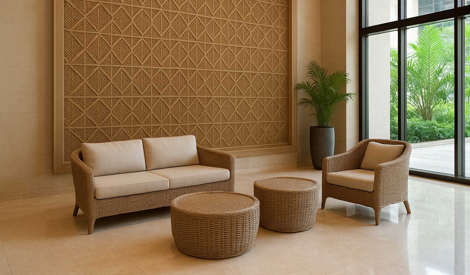 fire retardant maetrial for woven interior-exterior decor weaving solution fire retardant rattan for modern decoration
